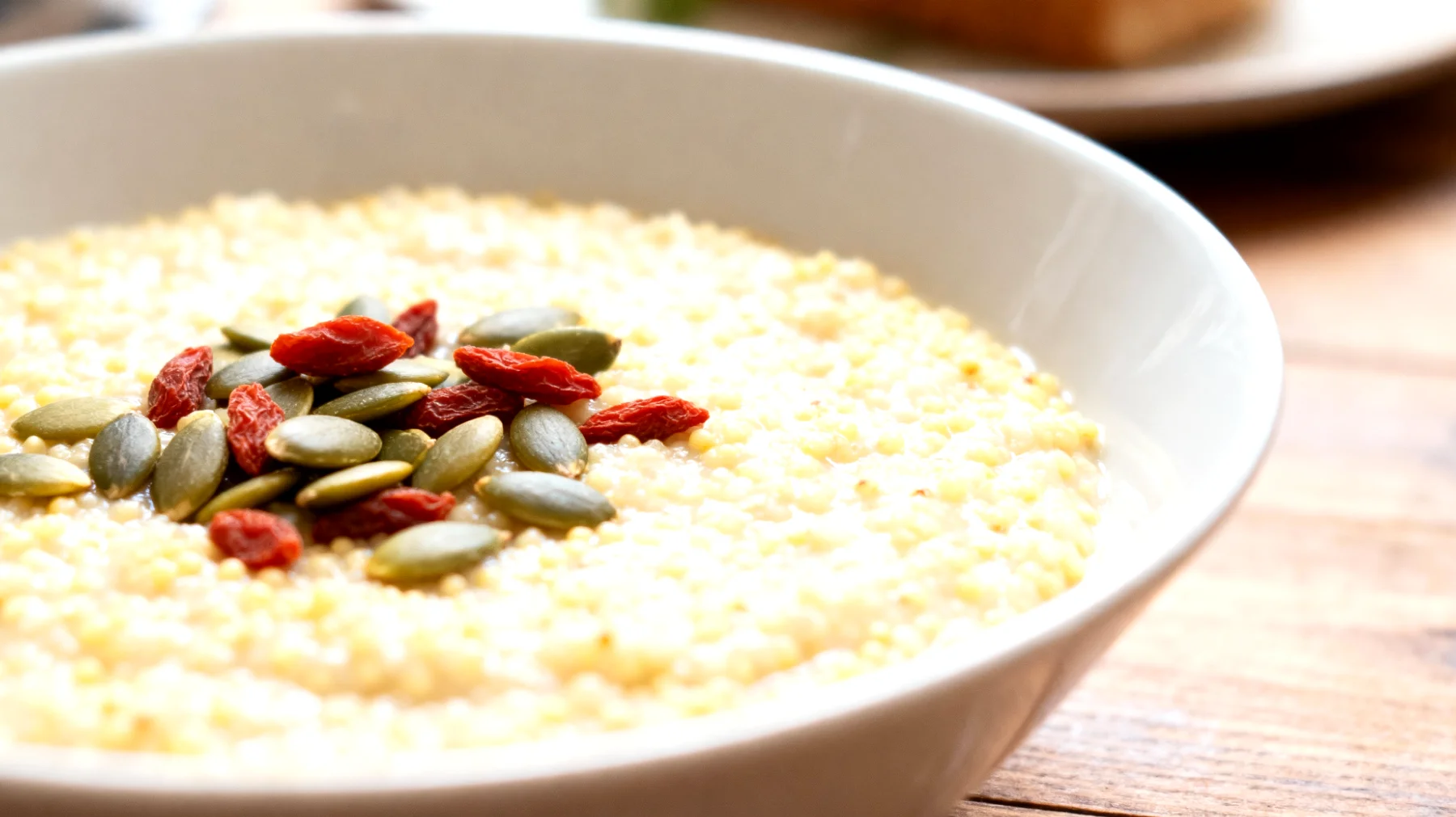 Porridge di miglio con semi di zucca e bacche di goji"