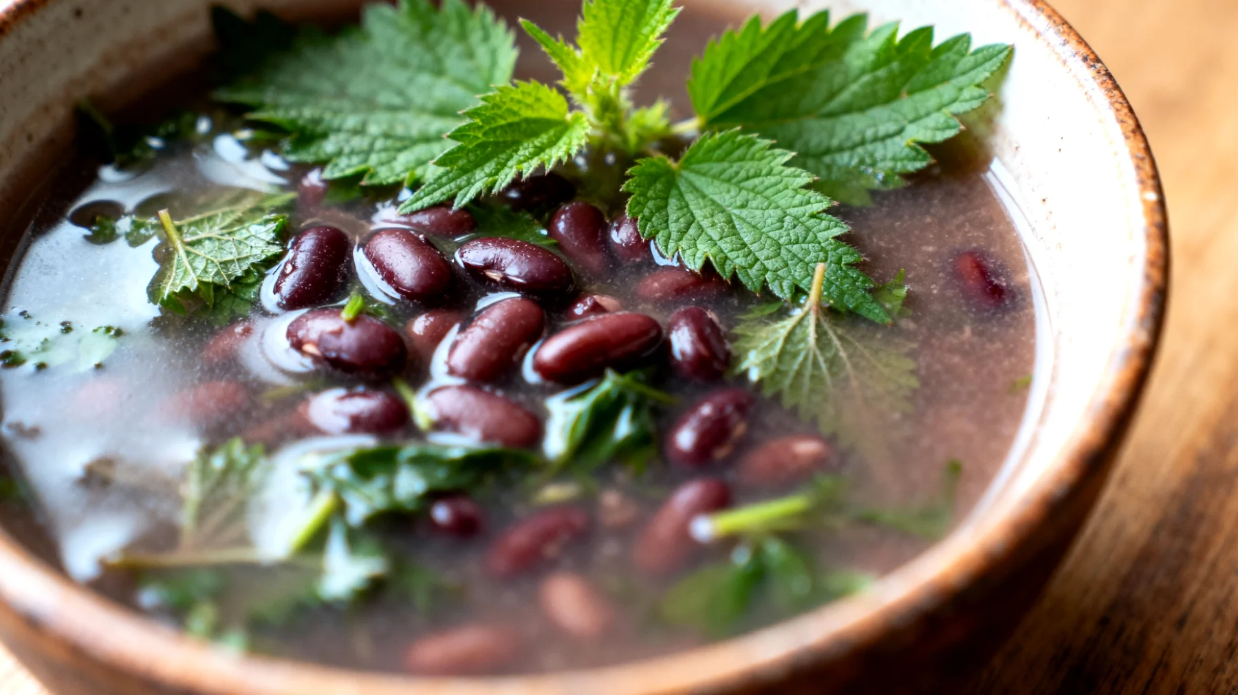 Zuppa di ortica e fagioli azuki"