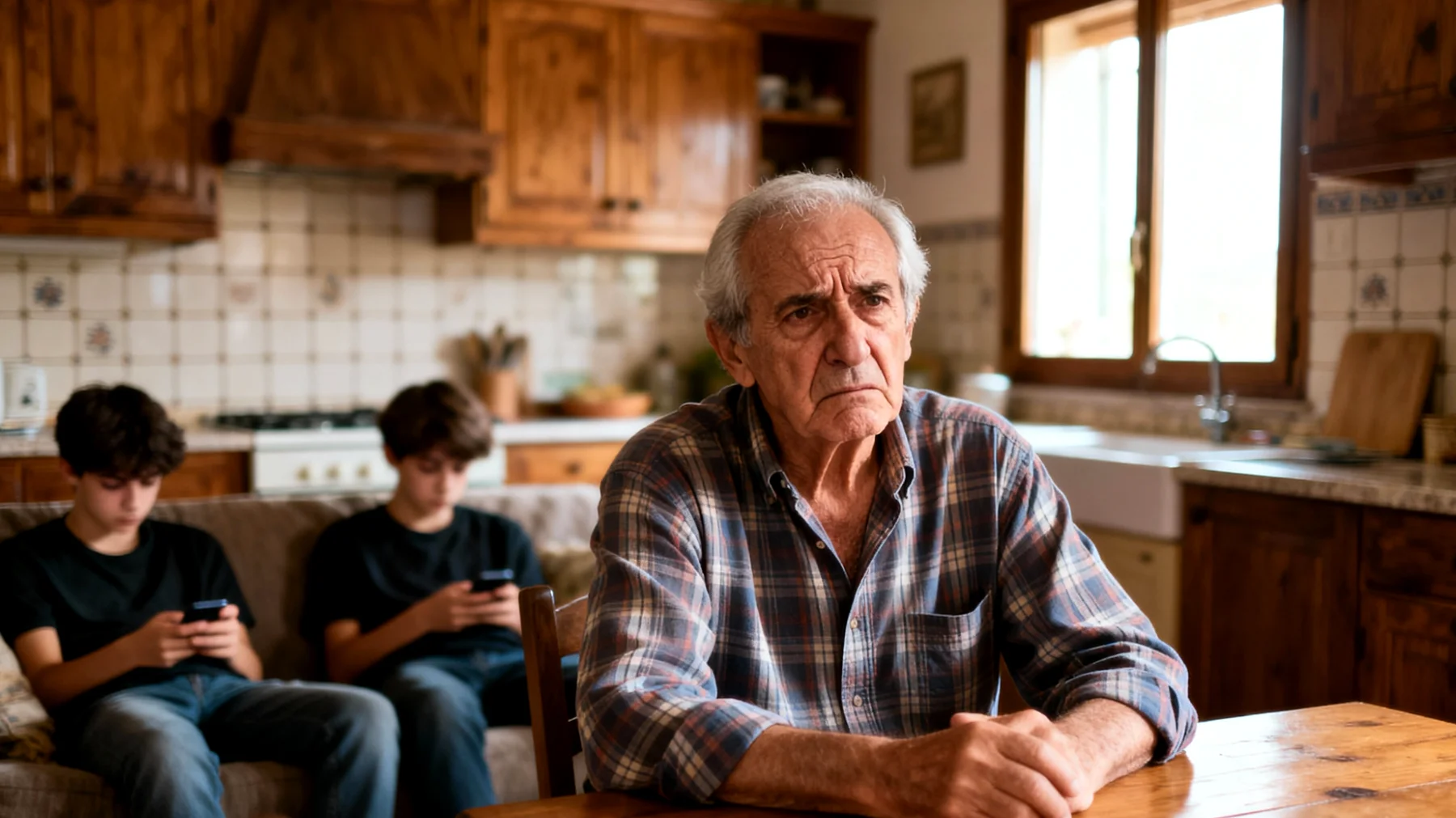 Un nonno è preoccupato per il futuro dei suoi nipoti adolescenti, temendo che non abbiano abbastanza ambizione, che facciano scelte sbagliate per il loro percorso formativo o professionale, o che non siano sufficientemente preparati ad affrontare le sfide del mondo contemporaneo."